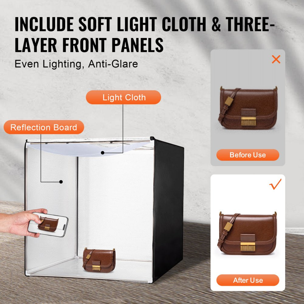 Photo Studio Light Box 39" x 39" 5600K with 210 LED Lights Power Adapter