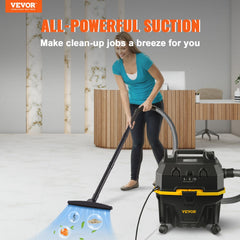 Wet Dry Vac, 4 Gallon, 5 Peak HP, 3 in 1 Shop Vacuum with Blowing Function Portable Attachments to Clean Floor, Upholstery, Gap, Car, ETL Listed, Black