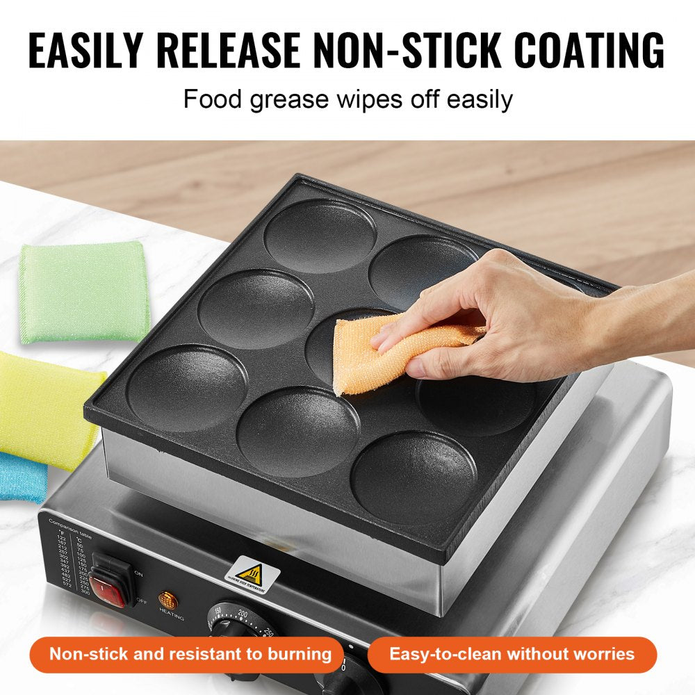 9PCS 76mm Dutch Pancake Maker Commercial Dorayaki Baker 850W Non-stick