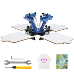 Screen Printing Machine, 4 Color 4 Station 360° Rotable Silk Screen Printing Press, 21.2x17.7in Screen Printing Press, Double-layer Positioning Pallet for T-shirt DIY Printing