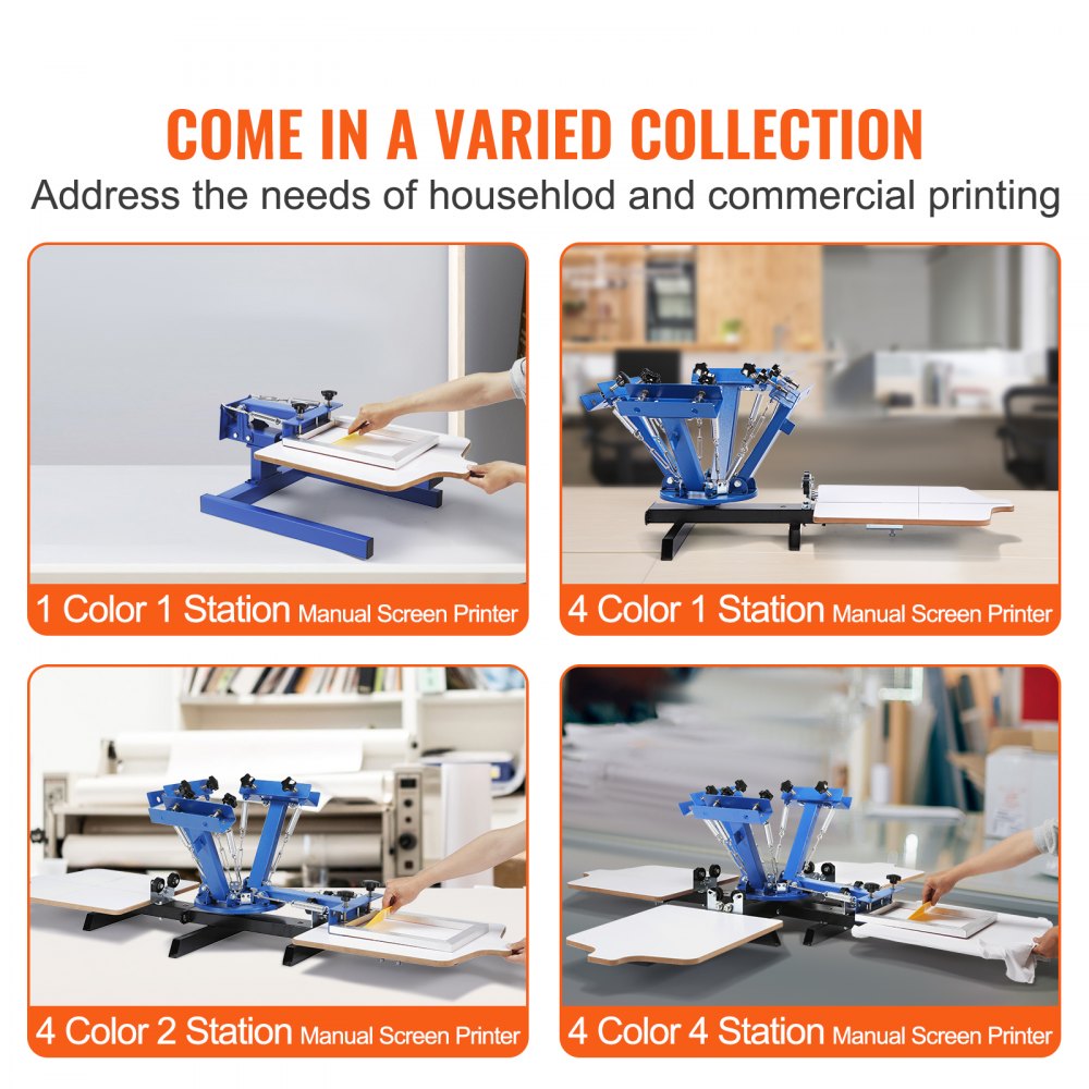 Screen Printing Machine, 4 Color 4 Station 360° Rotable Silk Screen Printing Press, 21.2x17.7in Screen Printing Press, Double-layer Positioning Pallet for T-shirt DIY Printing