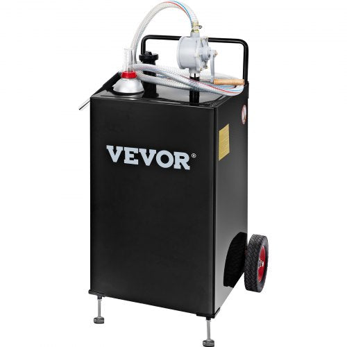30 Gallon Gas Caddy, Fuel Storage Tank with Wheels, Portable Fuel Caddy with Manuel Transfer Pump, Gasoline Diesel Fuel Container for Cars, Lawn Mowers, ATVs, Boats, More, Black