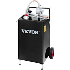 30 Gallon Gas Caddy, Fuel Storage Tank with Wheels, Portable Fuel Caddy with Manuel Transfer Pump, Gasoline Diesel Fuel Container for Cars, Lawn Mowers, ATVs, Boats, More, Black