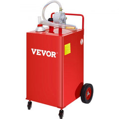 30 Gallon Fuel Caddy, Gas Storage Tank & 4 Wheels, with Manuel Transfer Pump, Gasoline Diesel Fuel Container for Cars, Lawn Mowers, ATVs, Boats, More, Red