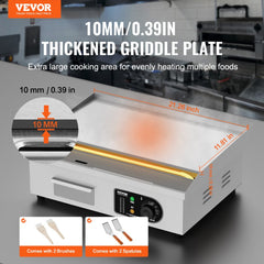 Commercial Electric Griddle 3200 W Countertop Flat Top Grill 122℉-572℉