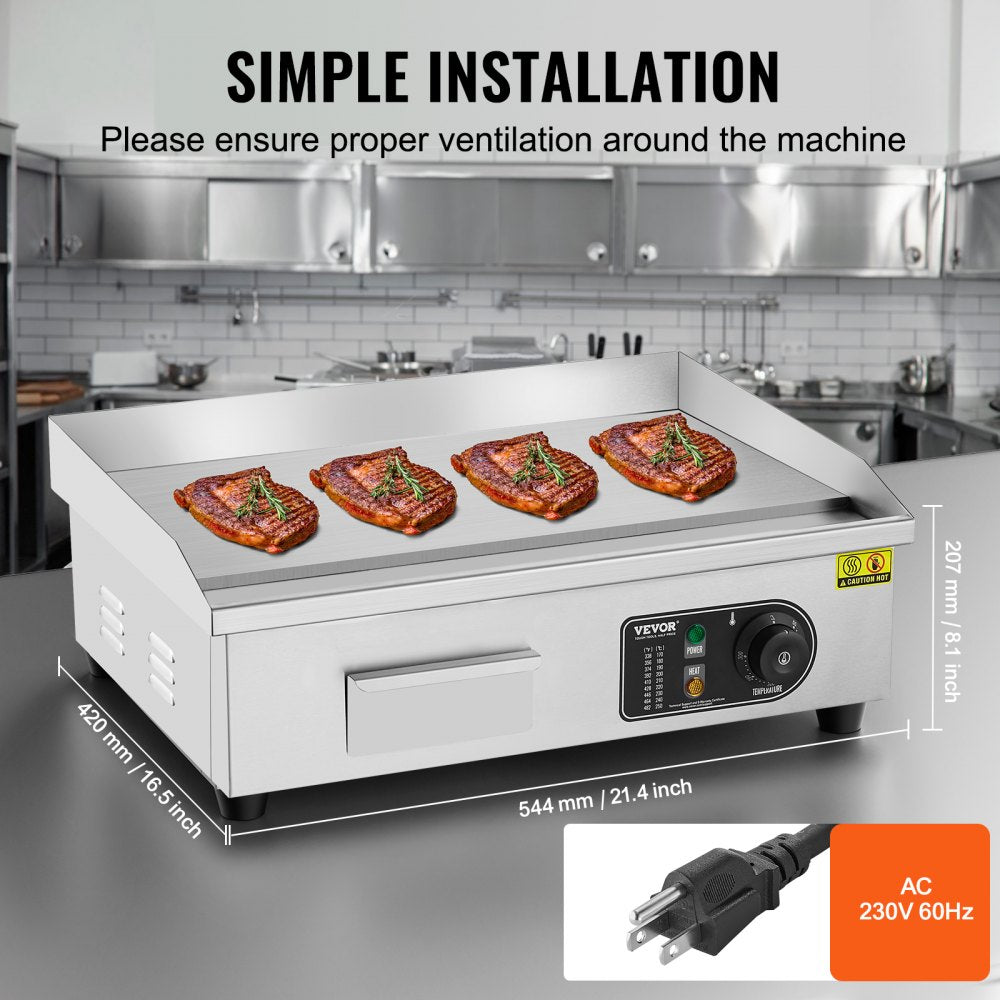 Commercial Electric Griddle 3200 W Countertop Flat Top Grill 122℉-572℉