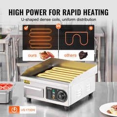 Commercial Electric Griddle, 1700W Countertop Flat Top Grill, 122℉-572 ℉ Adjustable Temp, 14.17 x 11.81 x 0.39in Stainless Steel Griddle Grill with 2 Shovels and 2 Brushes for Home or Restaurant