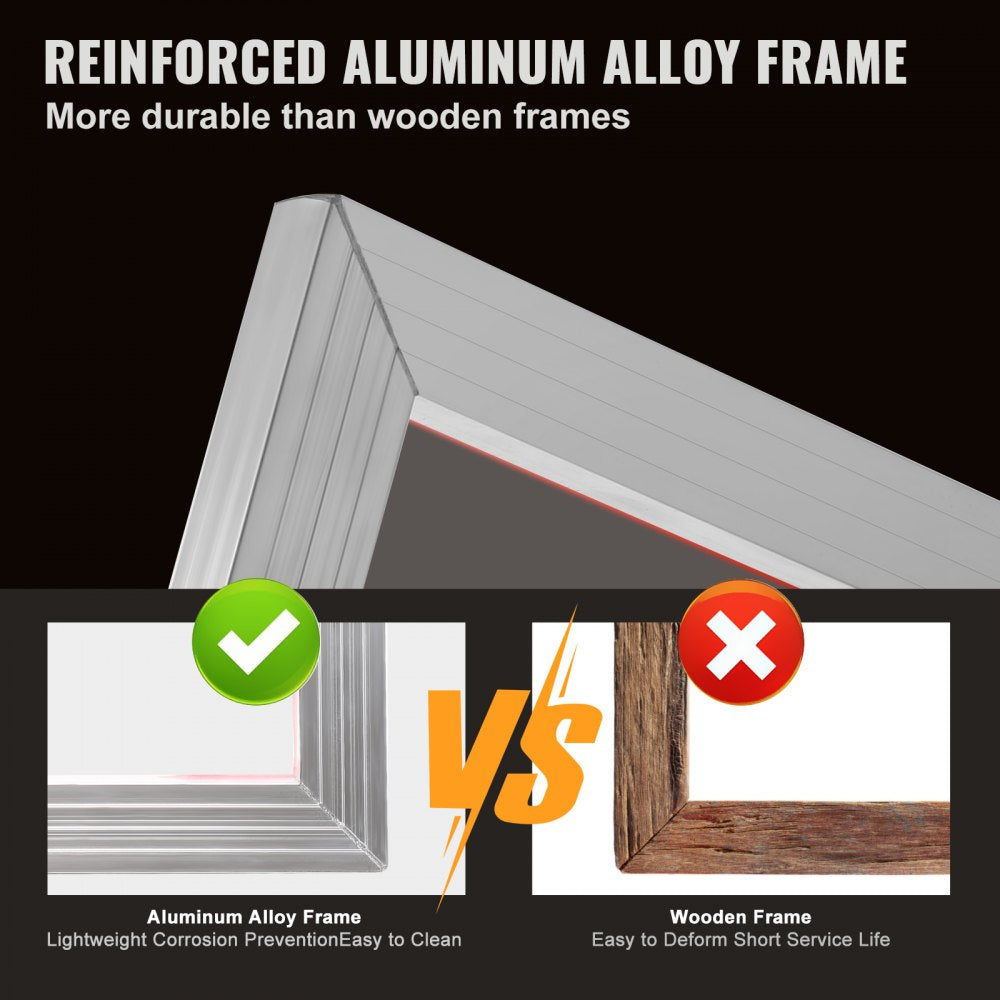 Comparison of durable aluminum alloy frame versus wooden frame, highlighting lightness and ease of cleaning.