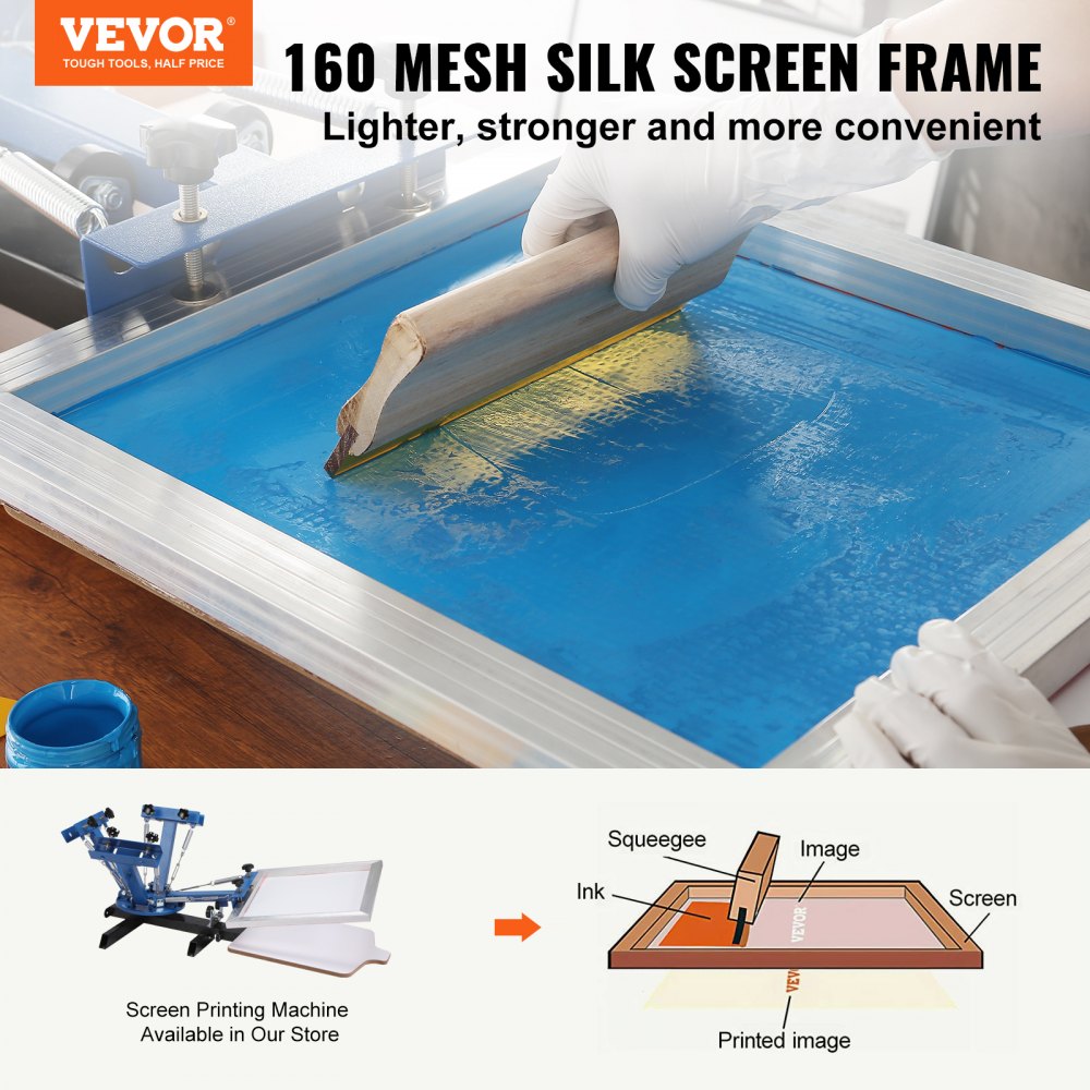 Screen Printing Kit, 6 Pieces Aluminum Silk Screen Printing Frames, 20x24inch Silk Screen Printing Frame with 160 Count Mesh, High Tension Nylon Mesh and Sealing Tape for T-shirts DIY Printing