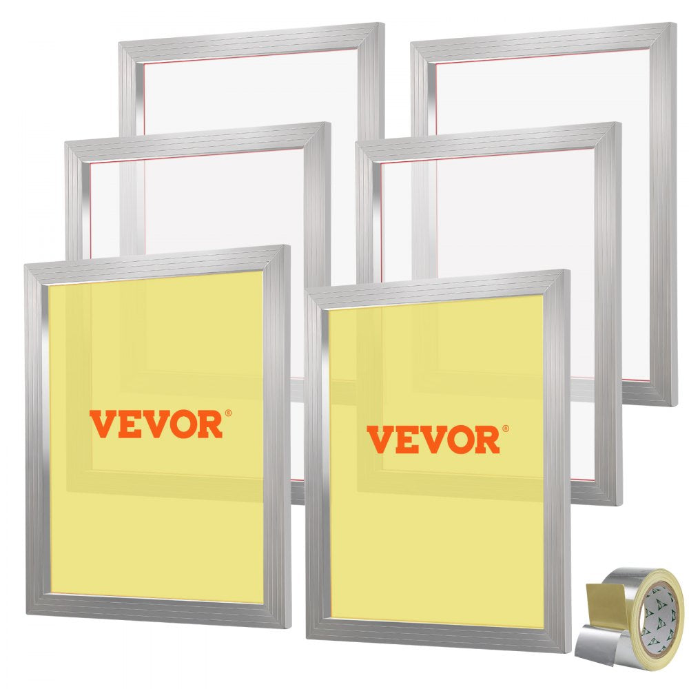 Screen Printing Kit, 6 Pieces Aluminum Silk Screen Printing Frames, 20x24inch Silk Screen Printing Frame with 160 Count Mesh, High Tension Nylon Mesh and Sealing Tape for T-shirts DIY Printing