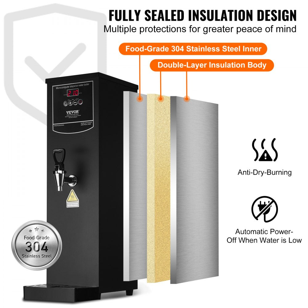 15L Commercial Water Boiler Electric Hot Water Dispenser Stainless Steel
