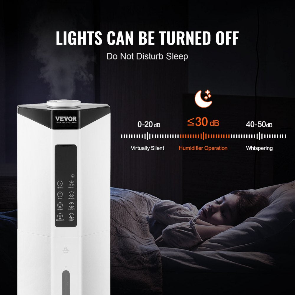 Bostome Commercial Humidifier with 2.4 Gal tank, offering cool and warm mist options.