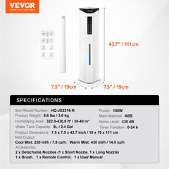 Bostome Commercial Humidifier with a 2.4-gallon tank and options for cool and warm mist.