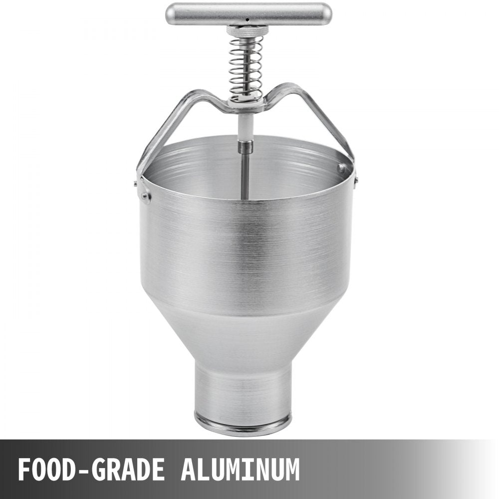 Donut Depositor 5L Capacity Donut Dropper Hopper Food-Grade Aluminum Manual Donut Dispenser 6 Adjustable Thicknesses Donut Hopper with Stand Donut Batter Dispenser for Home & Commercial Use