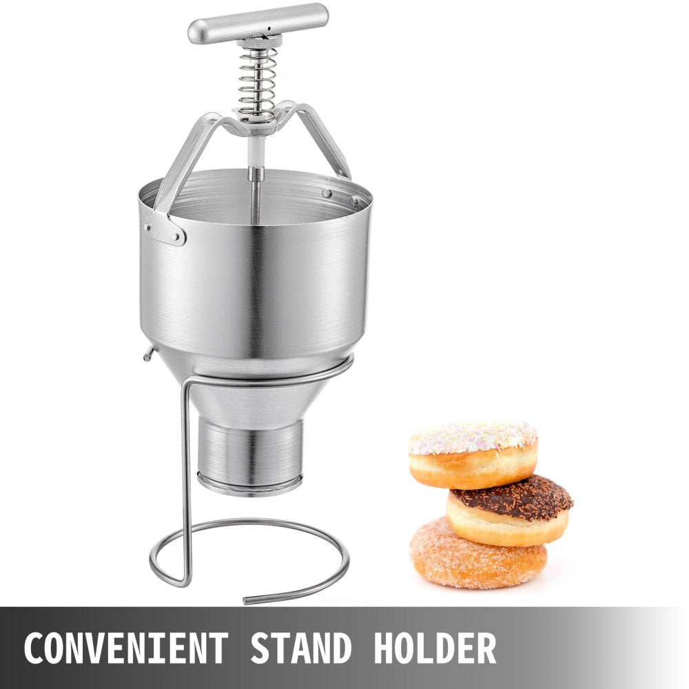 Donut Depositor 5L Capacity Donut Dropper Hopper Food-Grade Aluminum Manual Donut Dispenser 6 Adjustable Thicknesses Donut Hopper with Stand Donut Batter Dispenser for Home & Commercial Use