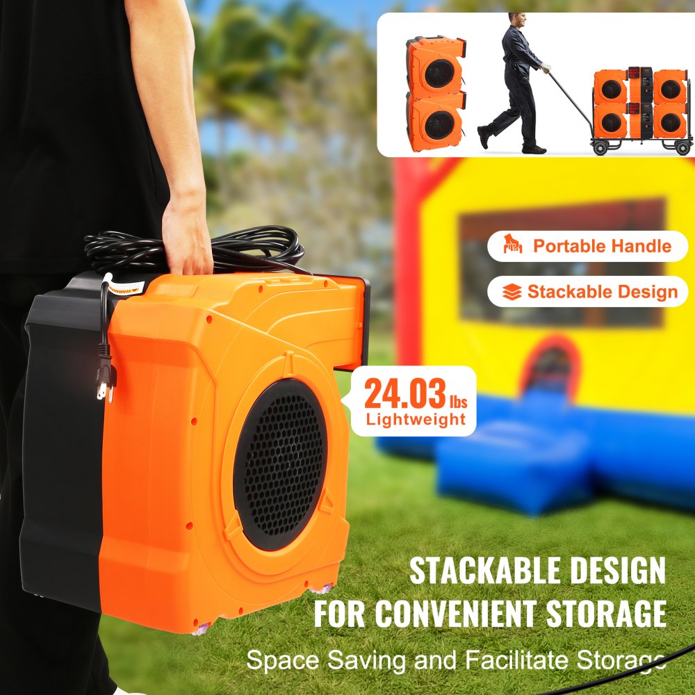 Bostome 1500W bounce house blower with a 2.1HP motor and lightweight design for easy transport.