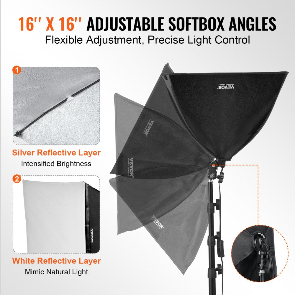 Softbox Lighting Kit 16 in x 16 in 3000-6500K Adjustable for Shooting
