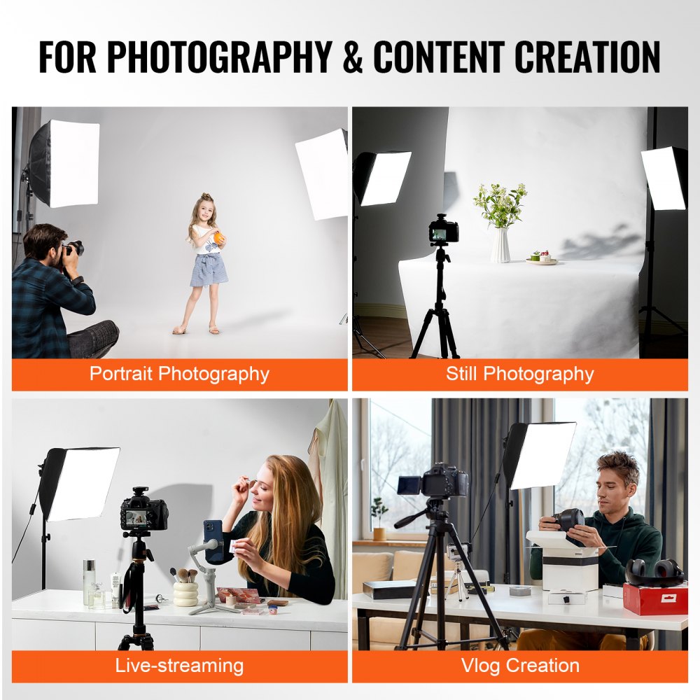Softbox Lighting Kit 16 in x 16 in 3000-6500K Adjustable for Shooting