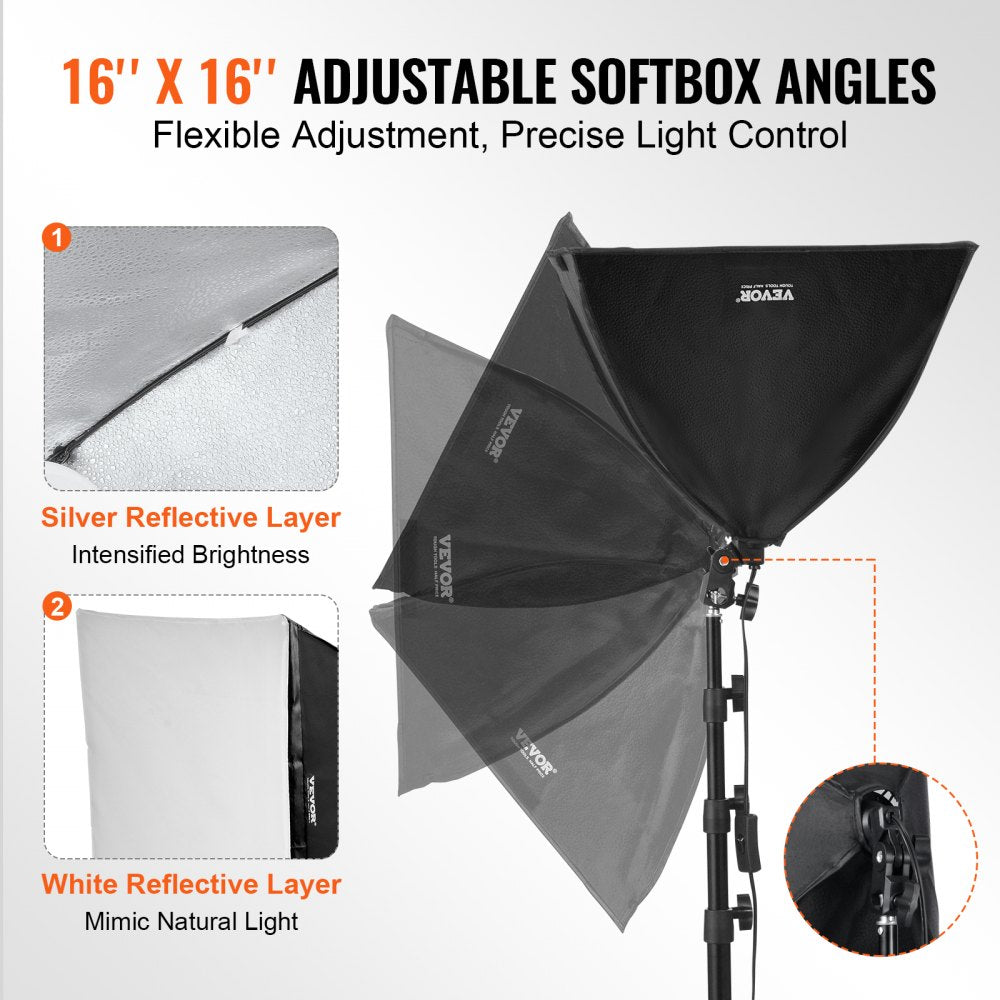 Softbox Lighting Kit 16 in x 16 in 3000-6500K Adjustable for Shooting