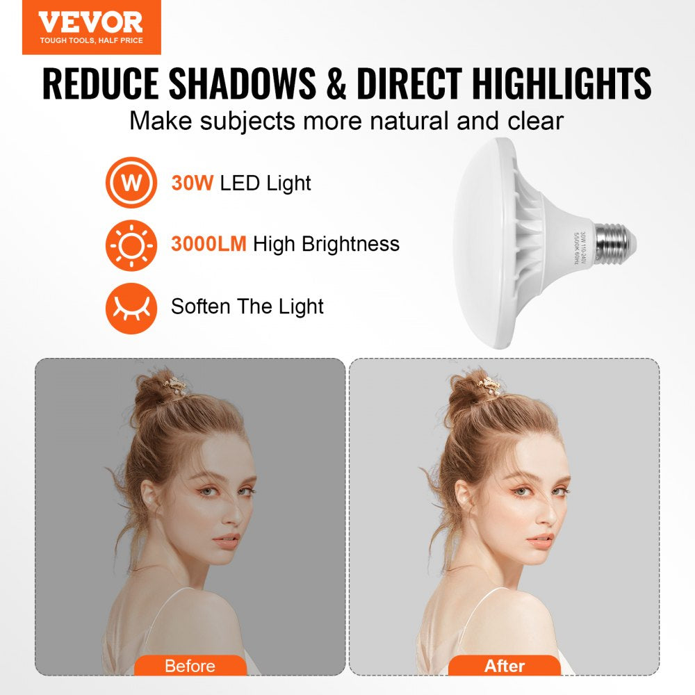 Softbox Lighting Kit 20 in x 28 in 30W 5500K LED Bulbs Adjustable Stand