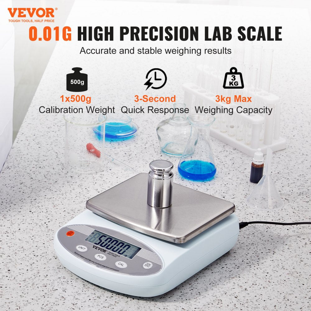 Analytical Balance Lab Scale 3000g x 0.01g 13 Units Conversion Electronic