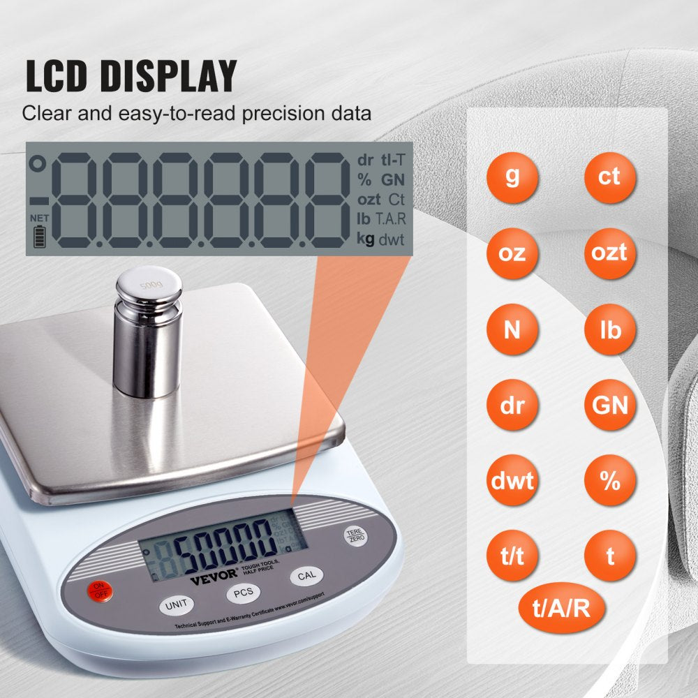 Analytical Balance Lab Scale 3000g x 0.01g 13 Units Conversion Electronic