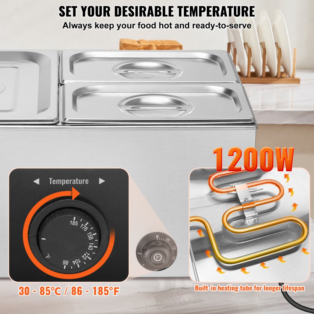 Commercial Electric Food Warmer 3-Pan Countertop Buffet 17QT Bain Marie