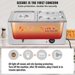 Commercial Electric Food Warmer 3-Pan Countertop Buffet 17QT Bain Marie