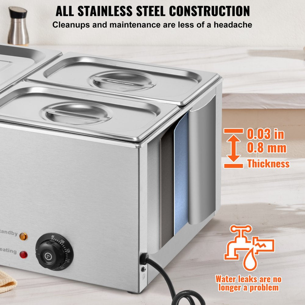 Commercial Electric Food Warmer 3-Pan Countertop Buffet 17QT Bain Marie