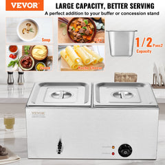 Commercial Electric Food Warmer 2-Pan Countertop Buffet 18QT Bain Marie