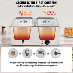 Commercial Electric Food Warmer 2-Pan Countertop Buffet 18QT Bain Marie