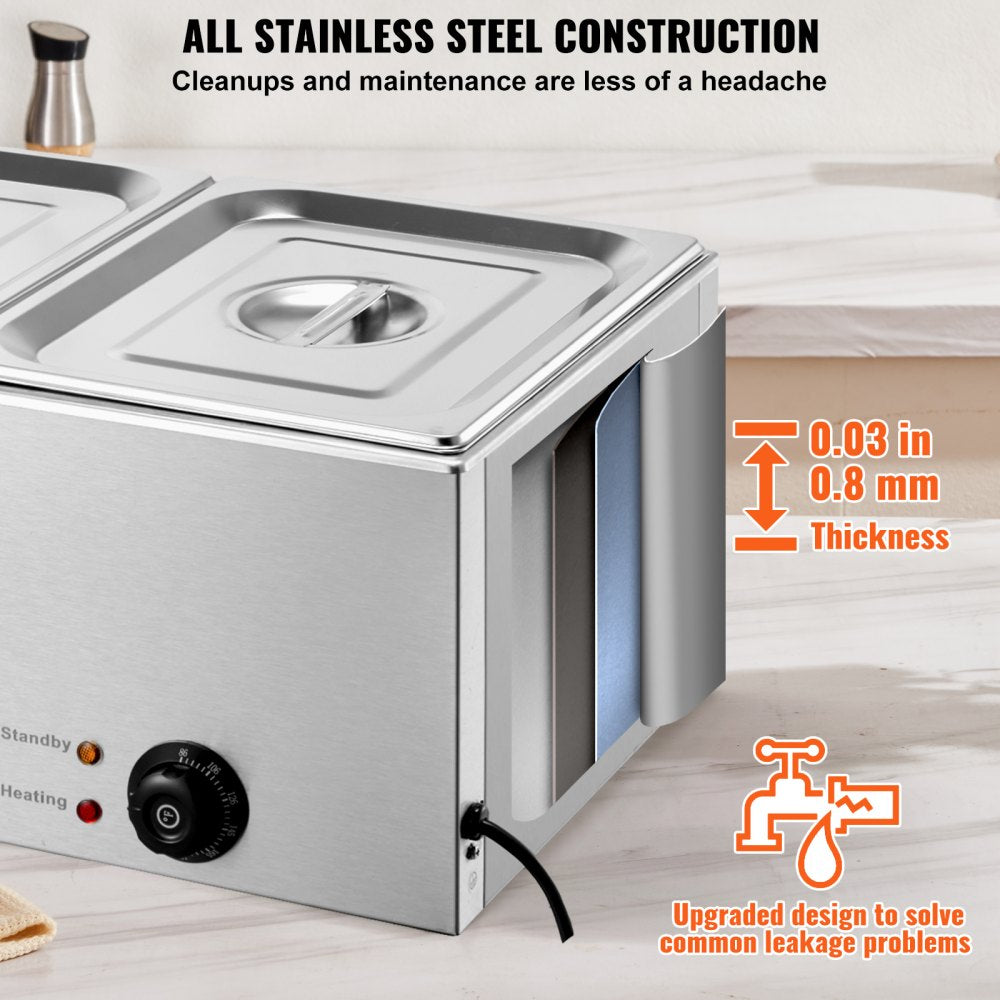 Commercial Electric Food Warmer 2-Pan Countertop Buffet 18QT Bain Marie