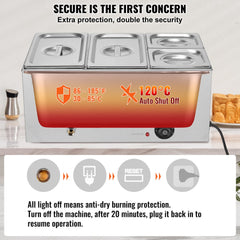 Commercial Electric Food Warmer 4-Pan Countertop Buffet 16.4QT Bain Marie