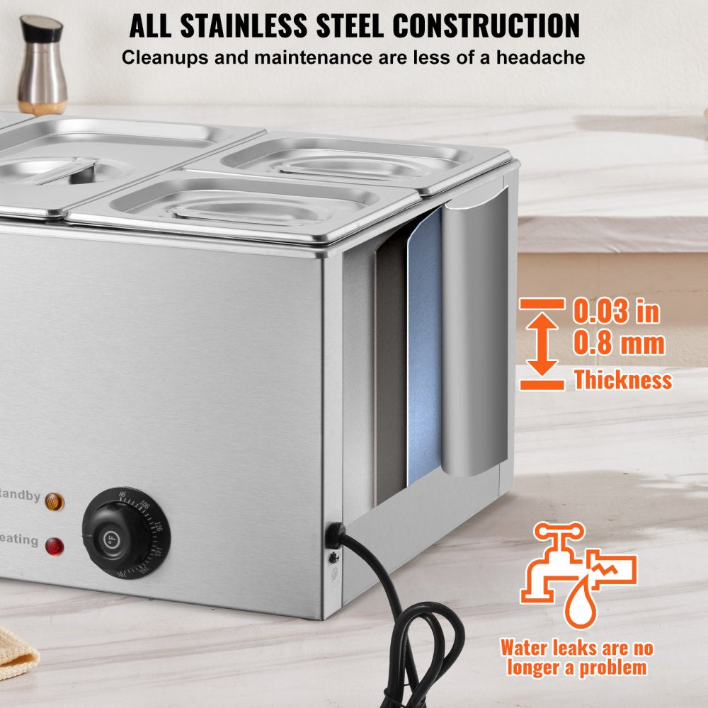 Commercial Electric Food Warmer 4-Pan Countertop Buffet 16.4QT Bain Marie