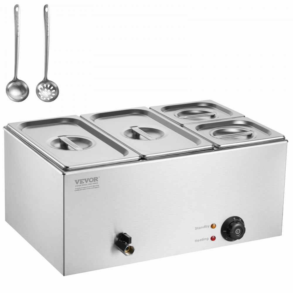Commercial Electric Food Warmer 4-Pan Countertop Buffet 16.4QT Bain Marie