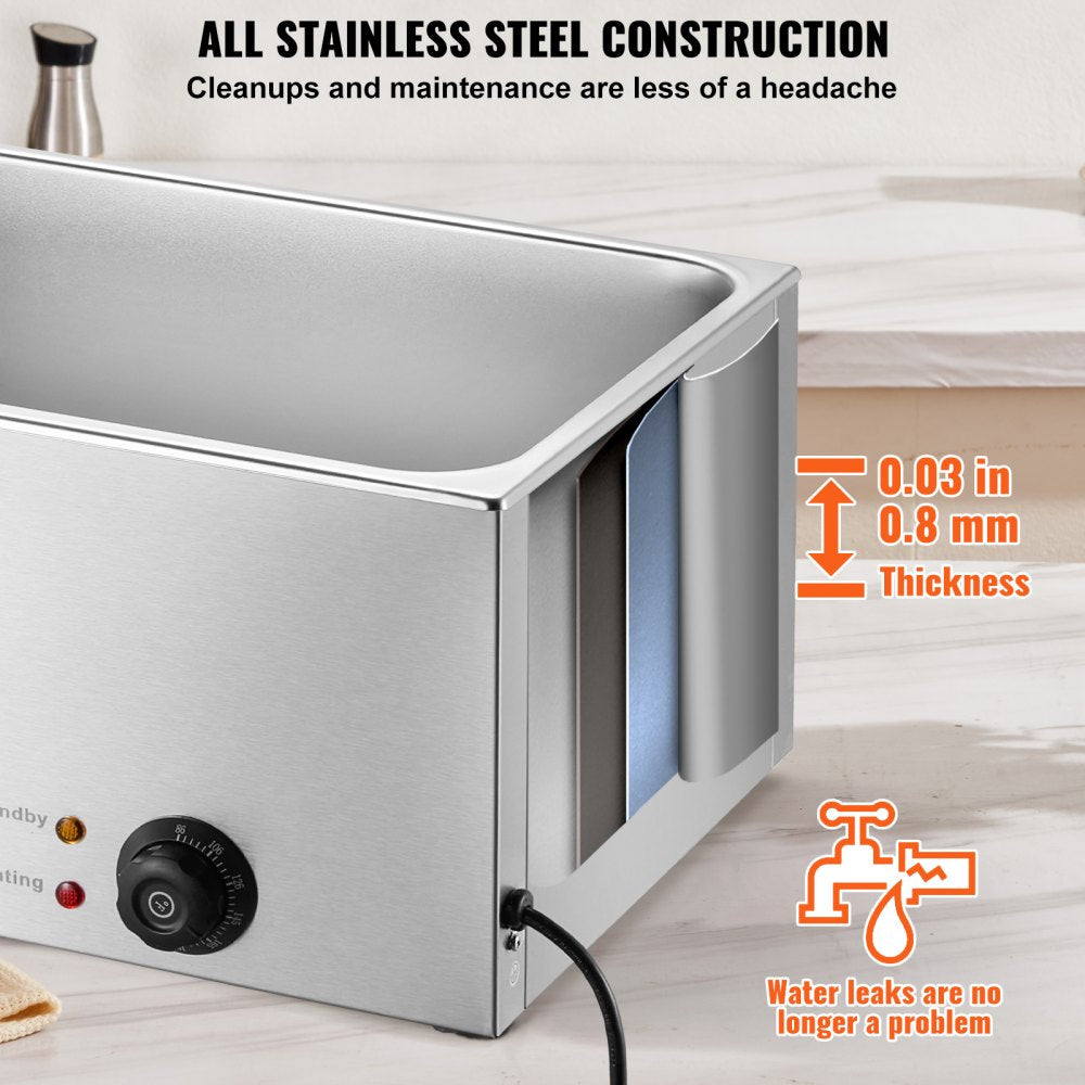 Commercial Electric Food Warmer Countertop Buffet 19Qt 1200W Bain Marie