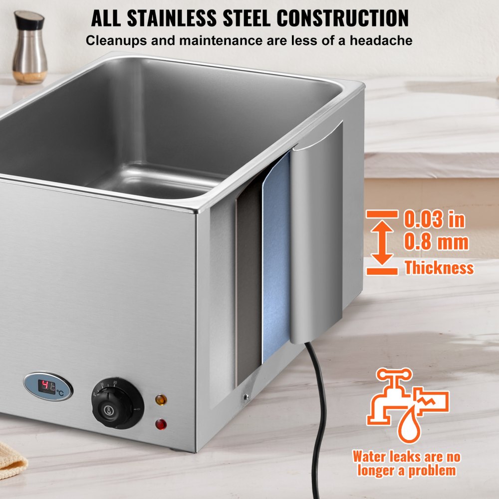 Commercial Electric Food Warmer Countertop Buffet 19Qt 1200W Bain Marie