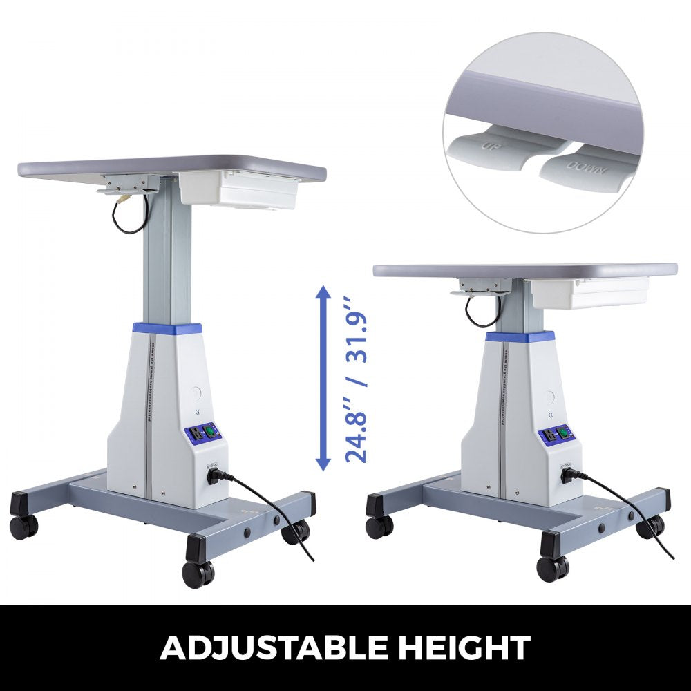 Motorized Instrument Table Professional Medical Cart Dental Cart Adjustable Optical Eyeglass Motorized Instrument Working Table for 2 Instruments (D16 18.9" x 15.7")