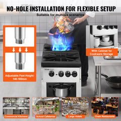 Commercial Gas Range Stove 2 Burners Countertop Cooking Hot Plate Kitchen