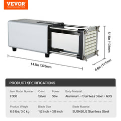 Electric French Fry Cutter Stainless Steel Potato Vegetable Slicer Chopper