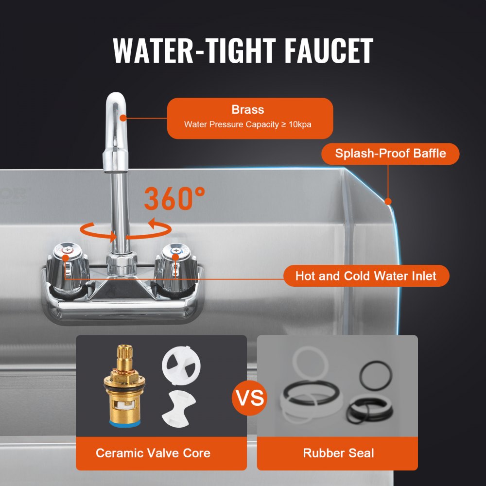 Commercial Hand Sink with Faucet and Side Splash, NSF Stainless Steel Sink for Washing, Small Hand Washing Sink, Wall Mount Hand Basin for Restaurant, Kitchen, Bar, Garage and Home, 17x12.8 inch