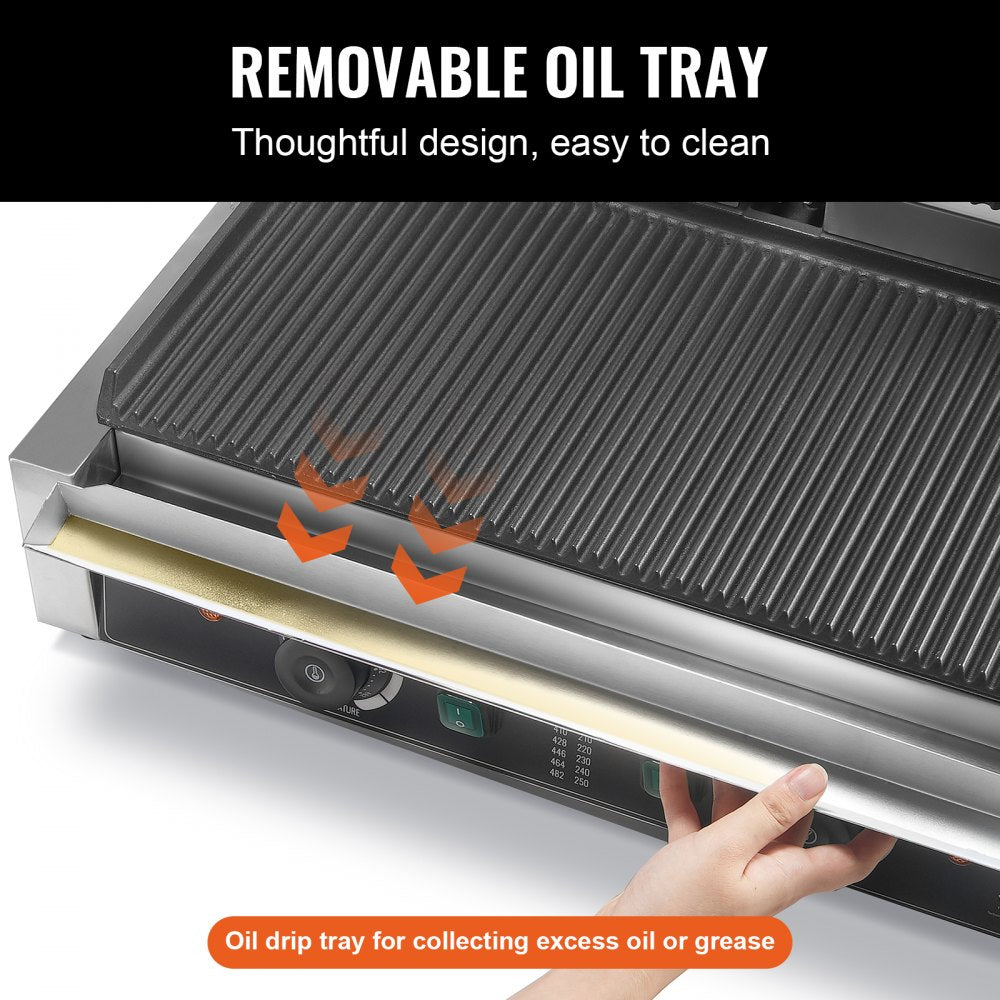 Commercial Panini Press Grill Electric Sandwich Maker Griddle Plate 19"x9"