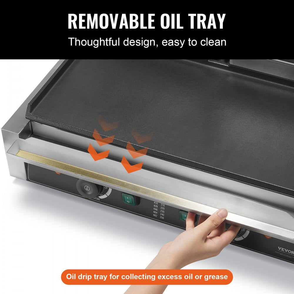 Commercial Panini Press Grill Electric Sandwich Maker Griddle Plate 19"x9"