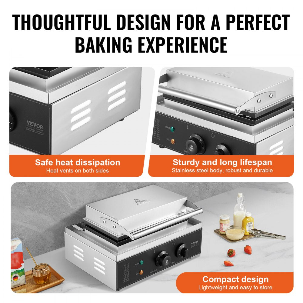 6PCS Commercial Waffle Stick Maker Waffle Baker Hot Dog Waffle Iron 1500W