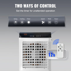 Bostome 2100 CFM evaporative cooler with remote, 7-gallon tank, and 12-hour timer control.