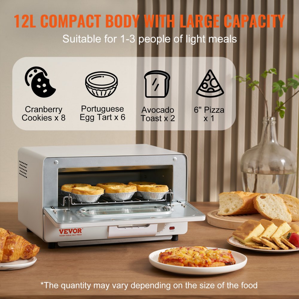 Steam Oven Toaster, 12L Countertop Convection Oven, 1300W 5 In 1 Steam Toaster Oven, 7 Cooking Modes Air Fryer Convection Oven Combo with Baking Grill, Ash Tray for Sandwich, Bread, Pizza
