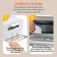 Steam Oven Toaster, 12L Countertop Convection Oven, 1300W 5 In 1 Steam Toaster Oven, 7 Cooking Modes Air Fryer Convection Oven Combo with Baking Grill, Ash Tray for Sandwich, Bread, Pizza