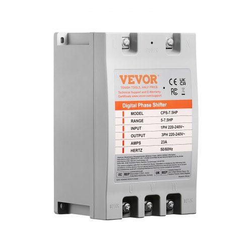 3 Phase Converter- 7.5HP 23A 220V Single Phase to 3 Phase Converter, Digital Phase Shifter for Residential & Light Commercial Use, 220V-240V Input/Output (One Converter Must Be Used on One Motor Only)