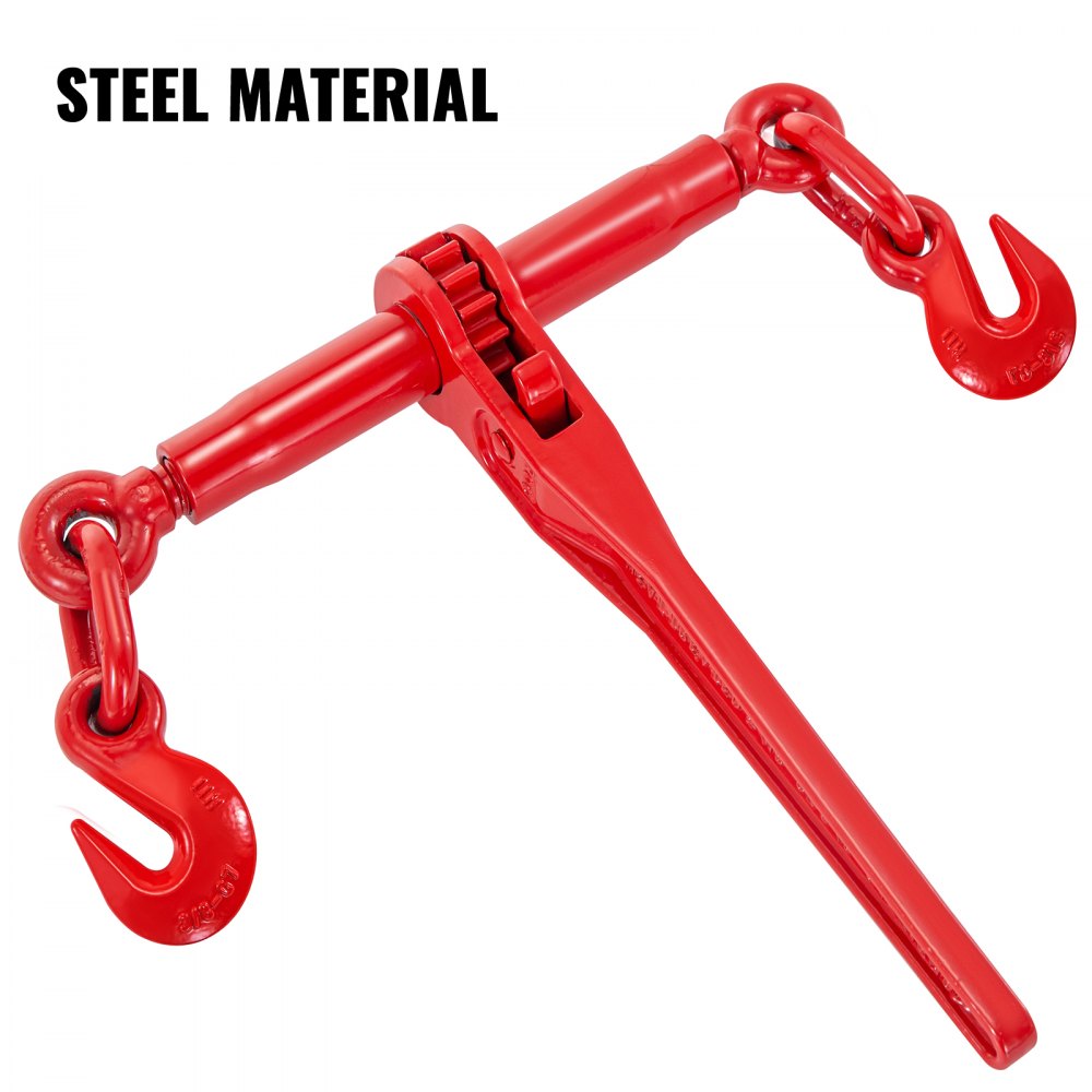 9215LBS 3/8" – 1/2" Ratchet Binders 9,215 LBS Secure Working Load, G70 Hooks and Adjustable Length, for Grade 70-80 Chains, Tie Down, Hauling, Towing, 4-Pack, Red