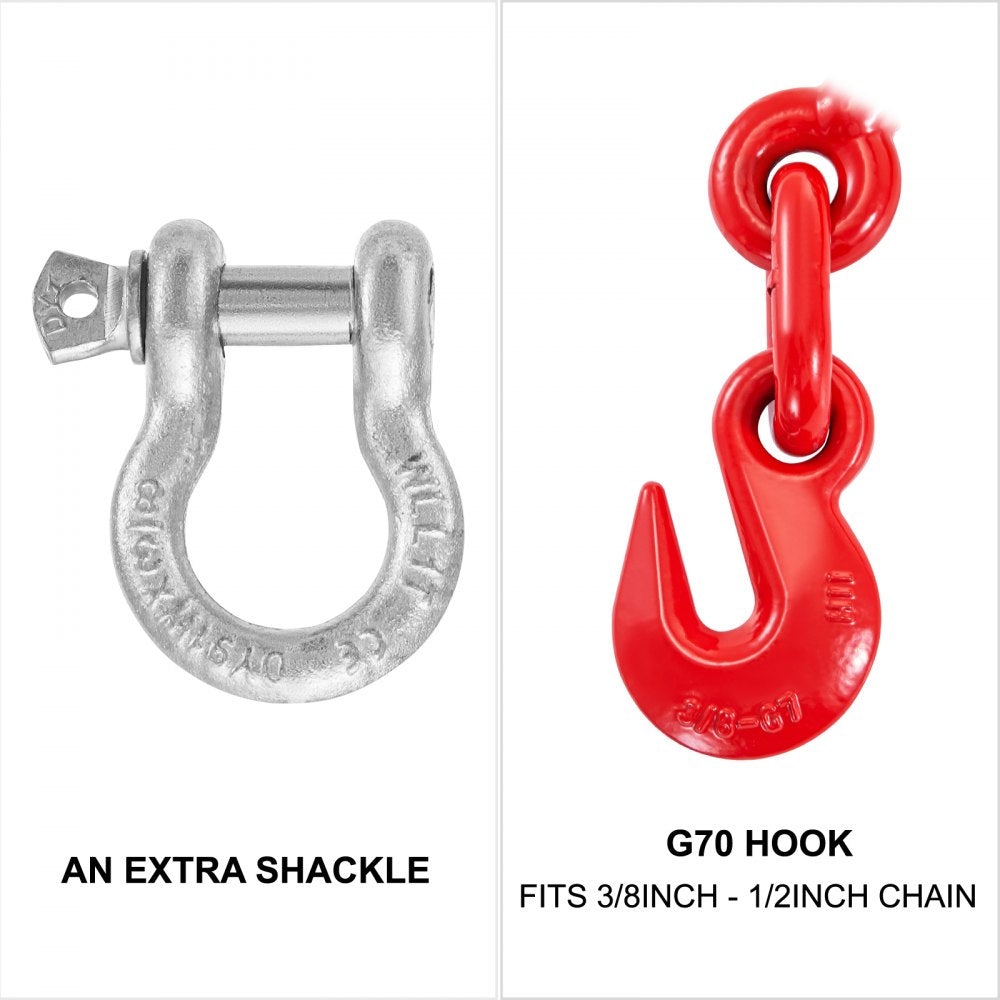 9215LBS 3/8" – 1/2" Ratchet Binders 9,215 LBS Secure Working Load, G70 Hooks and Adjustable Length, for Grade 70-80 Chains, Tie Down, Hauling, Towing, 4-Pack, Red